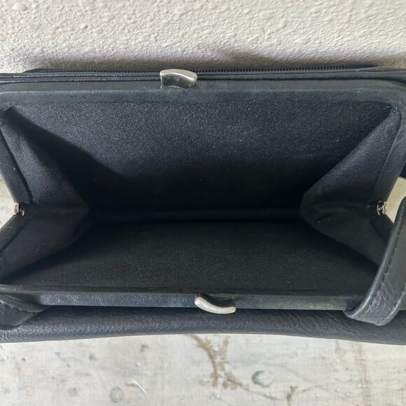 Vintage fossil leather crossbody pockets multi compartment Y2K minimalist black - Picture 11 of 16